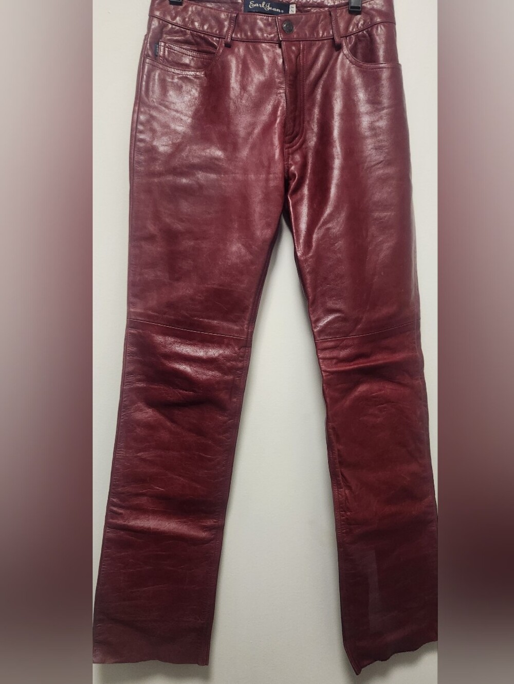 Earl Jeans Women's Deep Burgundy Straight Leather Jeans